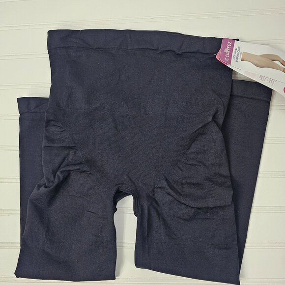 Curveez Women's Black High Waist Seamless Shaping Capri Leggings Size M NWT - Picture 4 of 16